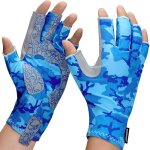 1 paire gants de p�che l / xl, bleu, antid�rapant camouflage gants de chasse, gants pour p�che, chasse, ...