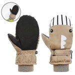 1 paire kid gants d'hiver mitaine pour tout - petits, ski boy snow girl imperm�able a l'eau - caf� - ...