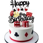 1 pice, dcoration de gteau d'anniversaire, paillettes, casino happy birthday, dcoration de gteau, ...