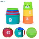 1 set excellent bb enfants enfants jouet educatif bloc de construction chiffres lettres pliant tasse ...