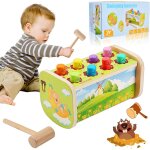 1 year old baby toy, montessori games, 3 in 1 educational wooden toy for children 1 - 2 years with xylophone, ...