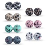 10 pi�ces 12mm imprim� l�opard silicone perles bricolage collier de dentition bracelet accessoire p31b ...