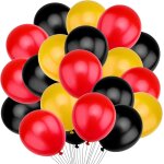 100 pièces ballons rouge jaune noir 10 pouces hélium en latex avec ruban métallisé ballons de fête décoratifs ... 100 pièces ballons rouge jaune noir 10 pouces hélium en latex avec ruban métallisé ballons de fête décoratifs ...