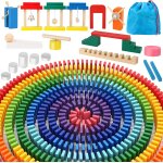 1000 pcs jeu de domino en bois blocs de construction, dominos jeu de construction avec sac, blocs de ...