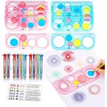 10x rgles spirograph + 10x stylos a bille multicolores, ensemble de dessin spirographe, remplissage ...