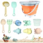 11 pices jouet de plage enfant, jeux de plage avec seau plage pliant, kit de jeu de plage enfant, bac ...