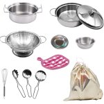 11pcs ensemble de casseroles et poles jouets, cuisine jouet enfants casseroles faire semblant de jouer ...