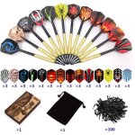 12 flchettes avec 42 ailettes et 100 pointes, set de flechettes  pointe plastique souple pour cible ...