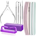 12 pcs lot de limes a ongles et pousse cuticule, lime a ongles professionnelles, pousse cuticule et coupe ...