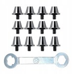 12 pièces crampons pour chaussures de football, de rugby, gris avec clé, 11 mm et 13 mm 12 pièces crampons pour chaussures de football, de rugby, gris avec clé, 11 mm et 13 mm