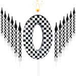 13pcs bougies d'anniversaire en forme de voitures de course, noires et blanches a carreaux avec numéro ... 13pcs bougies d'anniversaire en forme de voitures de course, noires et blanches a carreaux avec numéro ...