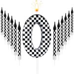 13pcs bougies d'anniversaire en forme de voitures de course, noires et blanches a carreaux avec numéro ... 13pcs bougies d'anniversaire en forme de voitures de course, noires et blanches a carreaux avec numéro ...