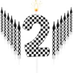 13pcs bougies d'anniversaire en forme de voitures de course, noires et blanches a carreaux avec numéro ... 13pcs bougies d'anniversaire en forme de voitures de course, noires et blanches a carreaux avec numéro ...