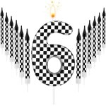 13pcs bougies d'anniversaire en forme de voitures de course, noires et blanches a carreaux avec numéro ... 13pcs bougies d'anniversaire en forme de voitures de course, noires et blanches a carreaux avec numéro ...