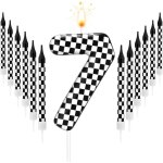 13pcs bougies d'anniversaire en forme de voitures de course, noires et blanches a carreaux avec numéro ... 13pcs bougies d'anniversaire en forme de voitures de course, noires et blanches a carreaux avec numéro ...