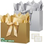 15. 75  sac cadeau, grand papier emballage cadeau anniversaire, vertical pochette cadeau grand format ...