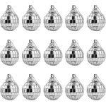 15 pi�ces boules disco miroir, boules rondes de 3cm a suspendre, boules disco argent�es, pour d�coration ...