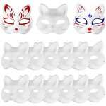 15 pices masque therian chat, mask therian, diy peinture cat mask, masque blanc, pour de cosplay, anniversair ...