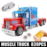 15001 - 839pcs - moulage technolo voiture peterbilt 389, conteneur lourd camion jouets avec fonction ...