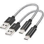15cm cble micro usb, cble court tress usb a mle vers micro b mle, charge rapide, compatible avec ...