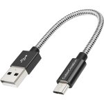 15cm cble micro usb, cble court tress usb a mle vers micro b mle, charge rapide, compatible avec ...