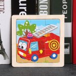 17 camions de pompier - puzzle 3d en bois pour enfants, 9 pices, jouets de taille mini, dessin anim, ...