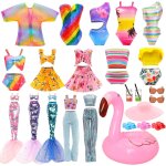 17 pcs vtements & accessoires de poupes 1 sirne maillot de bain 5 maillots de bain 2 tenues 3 pantoufles ...