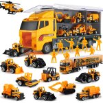 19 en 1 lot de camion de construction jouet de vhicules de chantier ensembles ouvriers tracteur btonnire ...