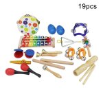 19 pi�ces / ensemble tambourin en bois xylophone marteau de sable instrument de musique jouet educatif ...
