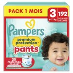 192 couches - culottes pampers premium protection, taille 3