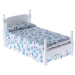 1pc 1:12 mini lit avec oreiller pour filles poupes maison de poupe chambre meubles bleu couleur jouet ...