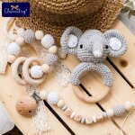 1set / 3pc de dentition en bois pour bb landau berceau activit bb silicone perles hochet bb clip ...