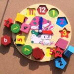 1set forme de horloge en bois couleur l'horloge blocs de construction jouets pour enfants jouets educatifs ...