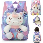 2 en 1 sac a dos pour enfant avec peluche 25cm, peluche jouet licorne fille, sac a dos maternelle avec ...