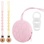 2 attache tetine + 1 porte tetine rose + 2 adaptateurs (sans sac cadeau, rose)