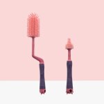 2 biberons en silicone, brosse a mamelon rotative a 360 degr�s, tasse de caf� ou de th� en verre, non ...