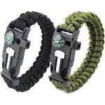 2 bracelets de survie en plein air bracelets pour hommes et femmes bracelet de survie 5 en 1 avec silex, ...