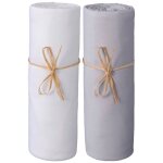 2 draps housse jersey bio blanc et gris perle 70 x 140 cm