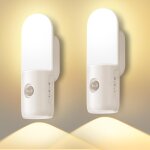 2 pack veilleuse rechargeable lampe led detecteur de mouvement, dimmable, aucun perage requis, 3 tempratures ...