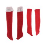 2 paires de chaussettes rouges pour 1 / 6 poupes, bonneterie de nol, bas de dguisement