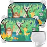 2 paquets de pare - soleil pour voiture b�b�, protection uv pour enfants, 52x31cm avec motifs animaux ...