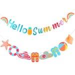 2 pcs bannire hello summer bannire paillete a motifs plage banderole guirlande colore pour une fte ...