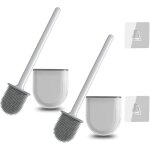 2 pcs brosse de toilette en silicone, brosse de toilette murale, ensemble porte - brosse de toilette, ...
