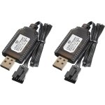 2 pezzi 7. 4v usb chargeur cble rc universel, connecteur sm - 4pin pour batterie li - po 2s contre surcharge ...