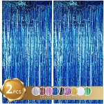 2 pices bleu rideau mtallique de frange brillant rideau a franges aluminium fentre mur pour fte de ...