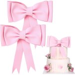 2 pices dcoration de gteau avec noeud rose extra large dcoration de gteau romantique mignonne pour ...