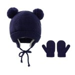 2 pièces / ensemble boules en peluche oreillettes a lacets poignets côtelés bébé chapeau gants doublé ... 2 pièces / ensemble boules en peluche oreillettes a lacets poignets côtelés bébé chapeau gants doublé ...