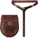 2 pices ensemble de pochettes de ceinture en cuir, avec une ceinture viking et un sac renaissance pochette ...