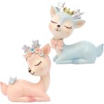 2 pi�ces figurines de cerf mignon mini, mignon mini cerf en r�sin, d�coration de g�teau de cerf, pour ...