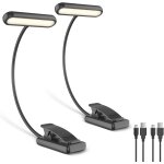 2 pices lampe de lecture rechargeable avec cble de type - c, liseuse lampe clip [3 couleurs et 10 luminosit ...